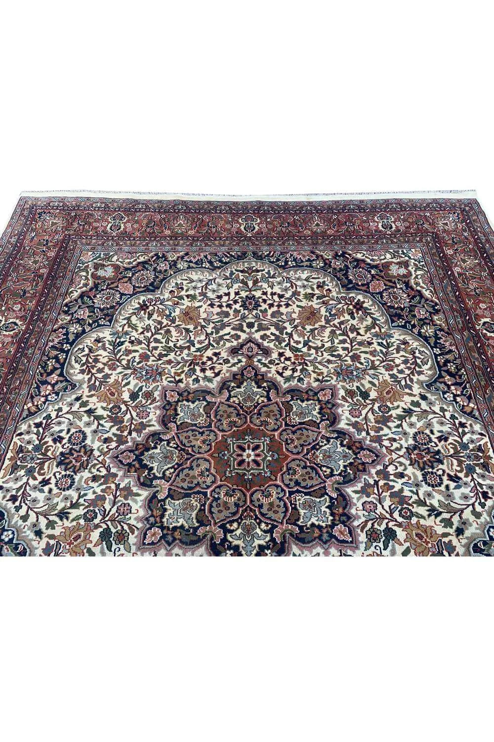 Amazing Hand Knotted Vintage Tabreez Wool Area Rug 9.7 x 8.2 Ft