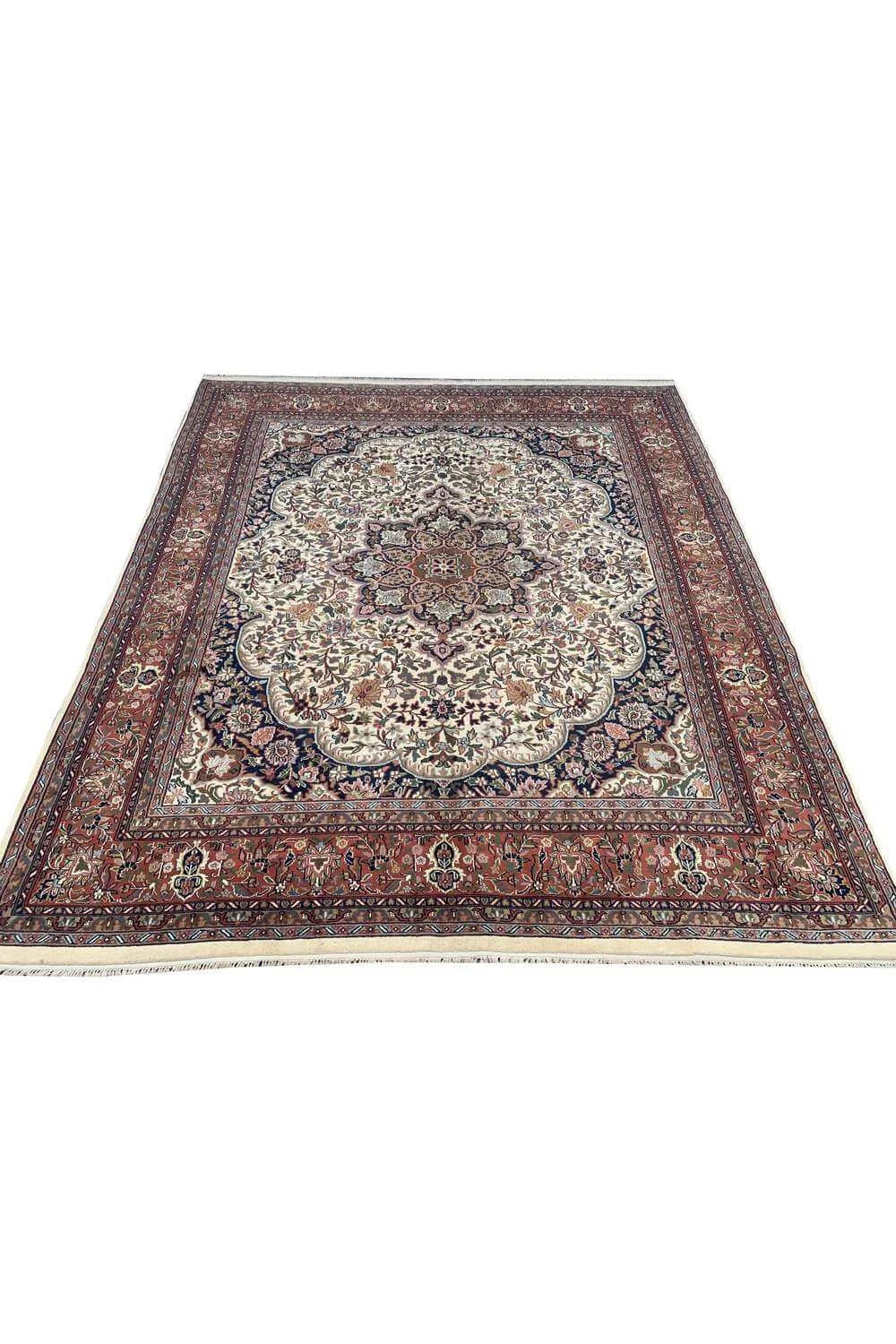 Amazing Hand Knotted Vintage Tabreez Wool Area Rug 9.7 x 8.2 Ft