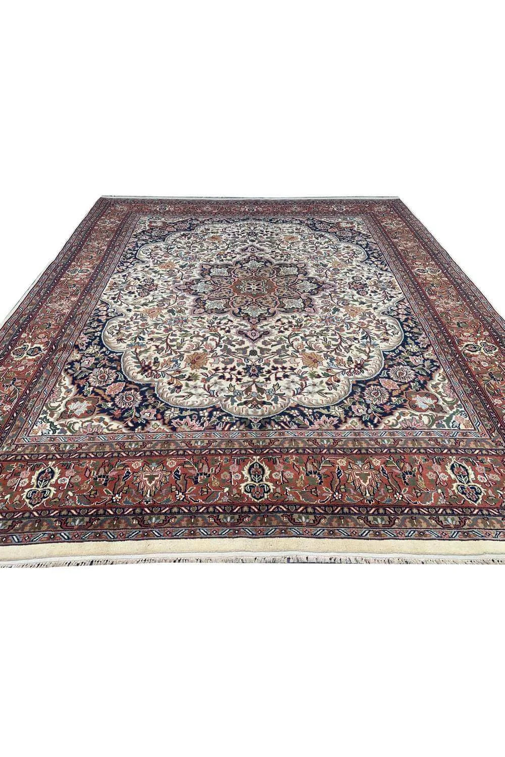 Amazing Hand Knotted Vintage Tabreez Wool Area Rug 9.7 x 8.2 Ft