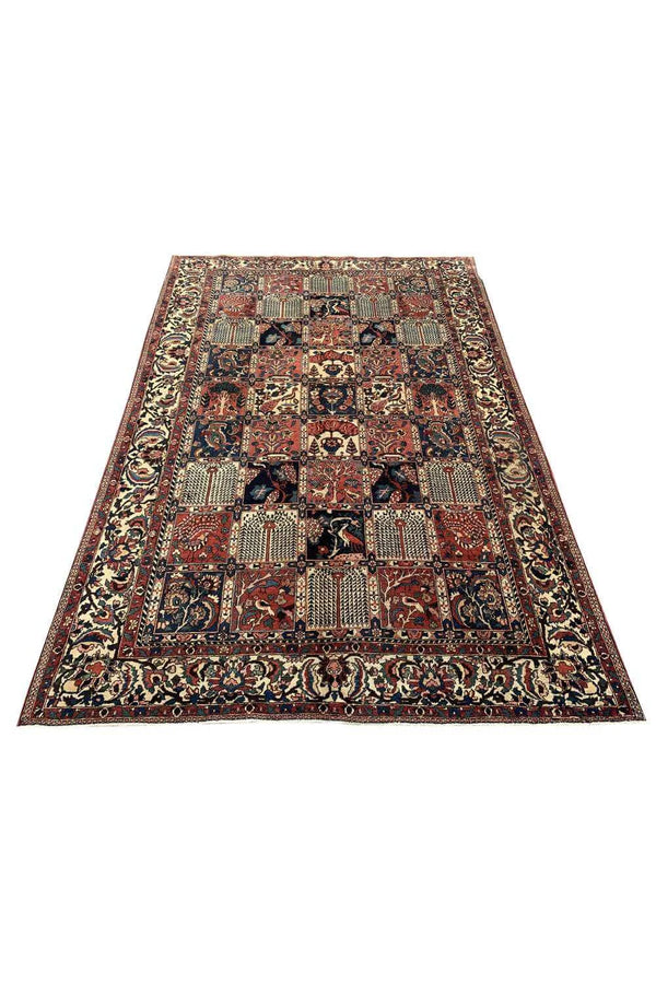 Amazing Hand Knotted Vintage Baghtiyaar Hunting Pictorial Wool Area Rug 10.6 x 7.1 Ft