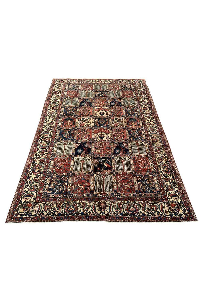 Amazing Hand Knotted Vintage Baghtiyaar Hunting Pictorial Wool Area Rug 10.6 x 7.1 Ft
