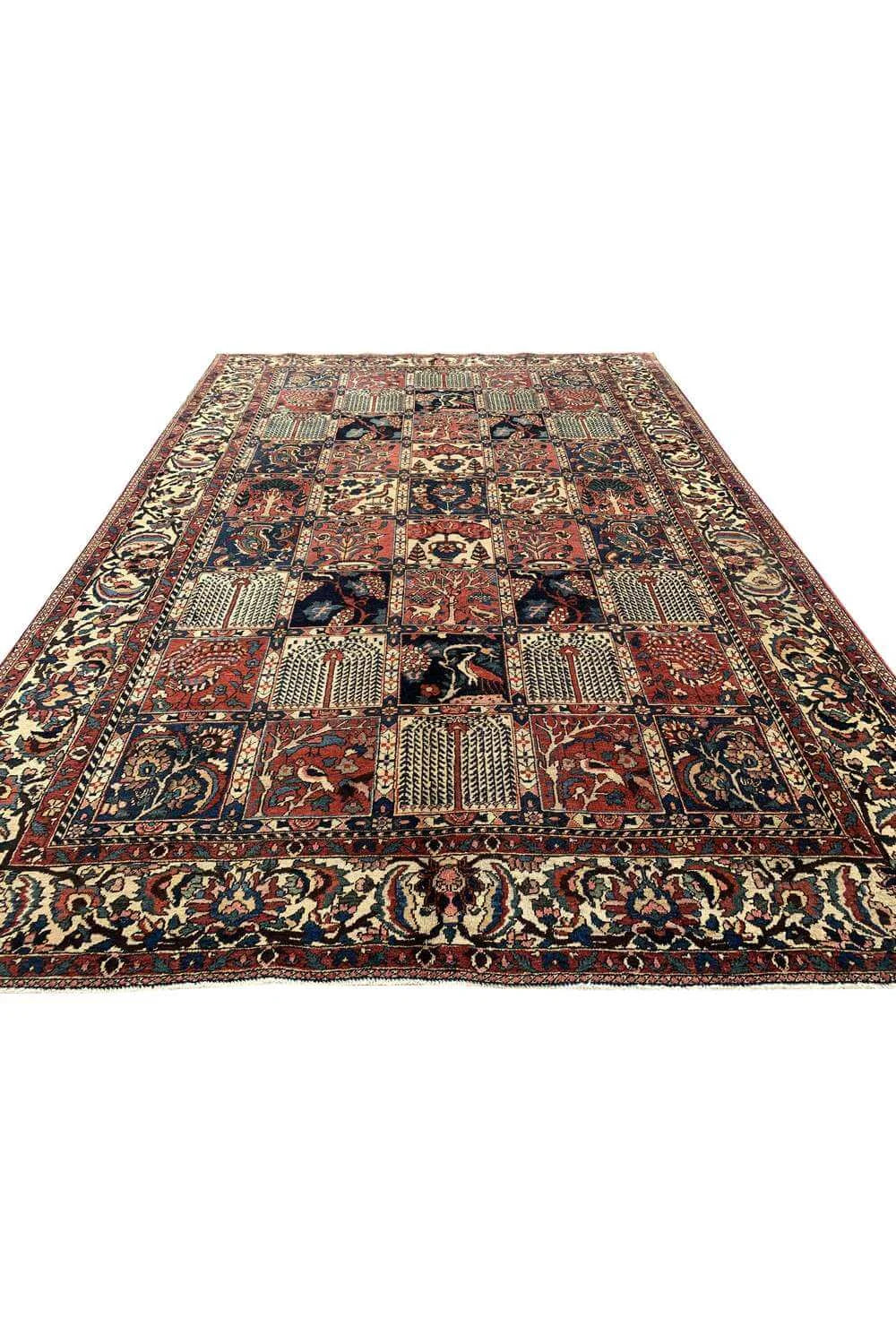 Amazing Hand Knotted Vintage Baghtiyaar Hunting Pictorial Wool Area Rug 10.6 x 7.1 Ft