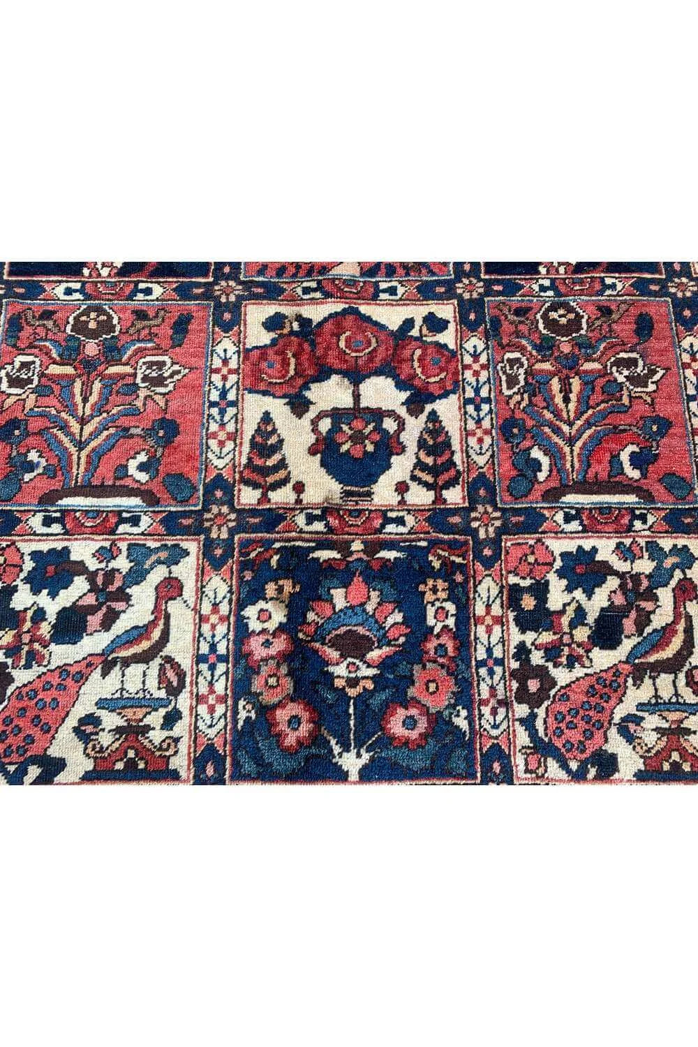 Amazing Hand Knotted Vintage Baghtiyaar Hunting Pictorial Wool Area Rug 10.6 x 7.1 Ft
