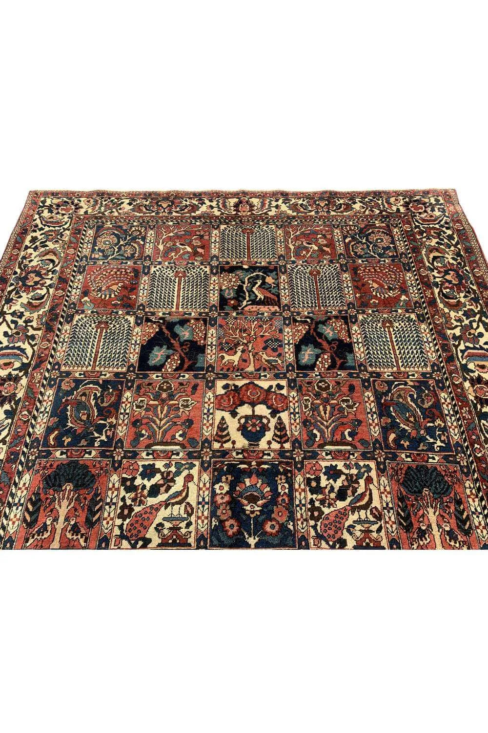 Amazing Hand Knotted Vintage Baghtiyaar Hunting Pictorial Wool Area Rug 10.6 x 7.1 Ft