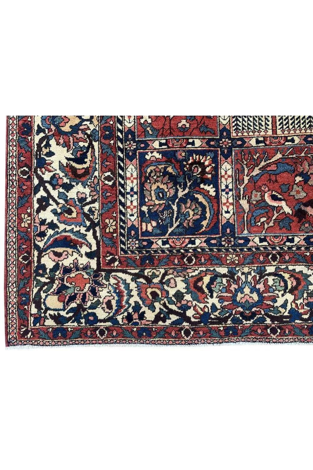 Amazing Hand Knotted Vintage Baghtiyaar Hunting Pictorial Wool Area Rug 10.6 x 7.1 Ft