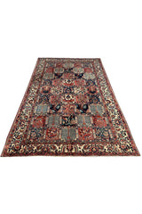 Amazing Hand Knotted Vintage Baghtiyaar Hunting Pictorial Wool Area Rug 10.6 x 7.1 Ft