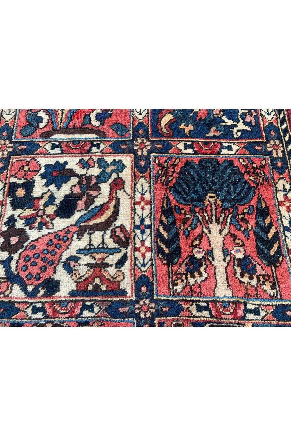 Amazing Hand Knotted Vintage Baghtiyaar Hunting Pictorial Wool Area Rug 10.6 x 7.1 Ft