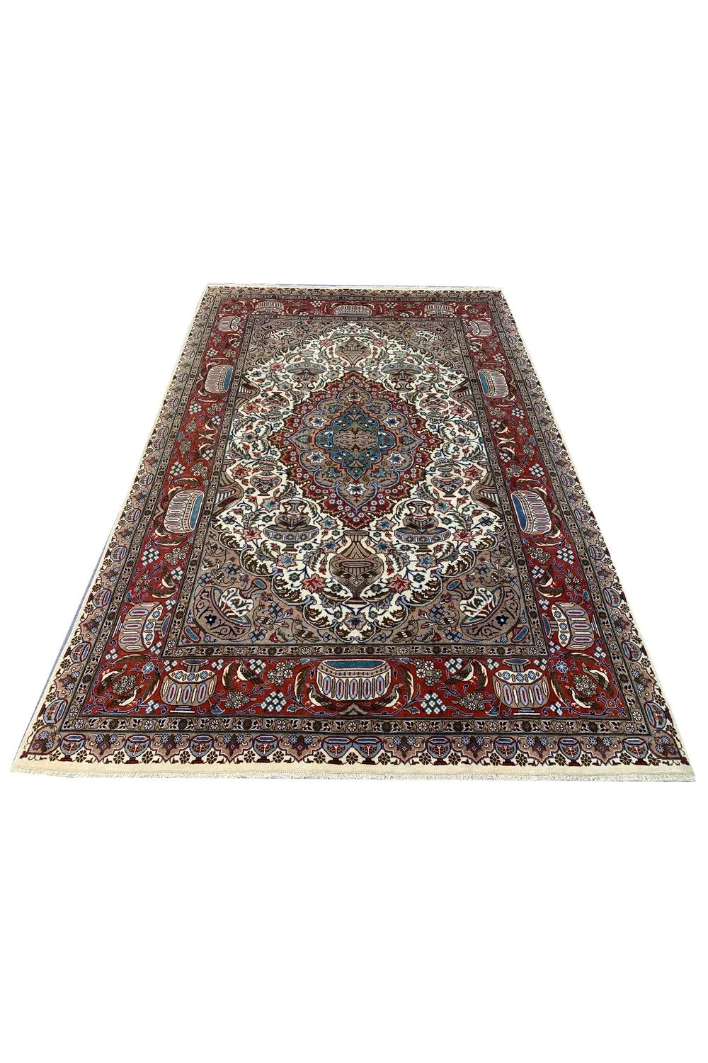 Authentic Hand Knotted Vintage Qashmour Wool Area Rug 9.10 x 6.5 Ft