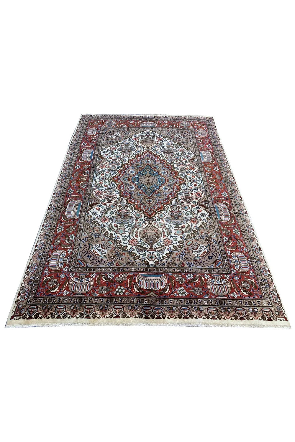 Authentic Hand Knotted Vintage Qashmour Wool Area Rug 9.10 x 6.5 Ft