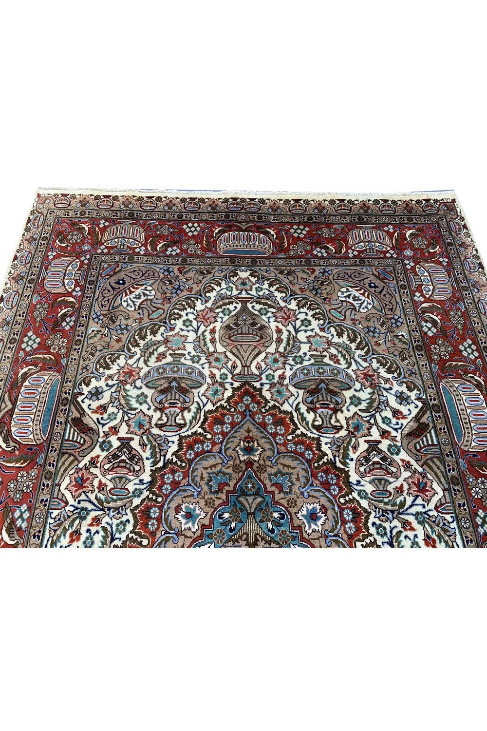 Authentic Hand Knotted Vintage Qashmour Wool Area Rug 9.10 x 6.5 Ft