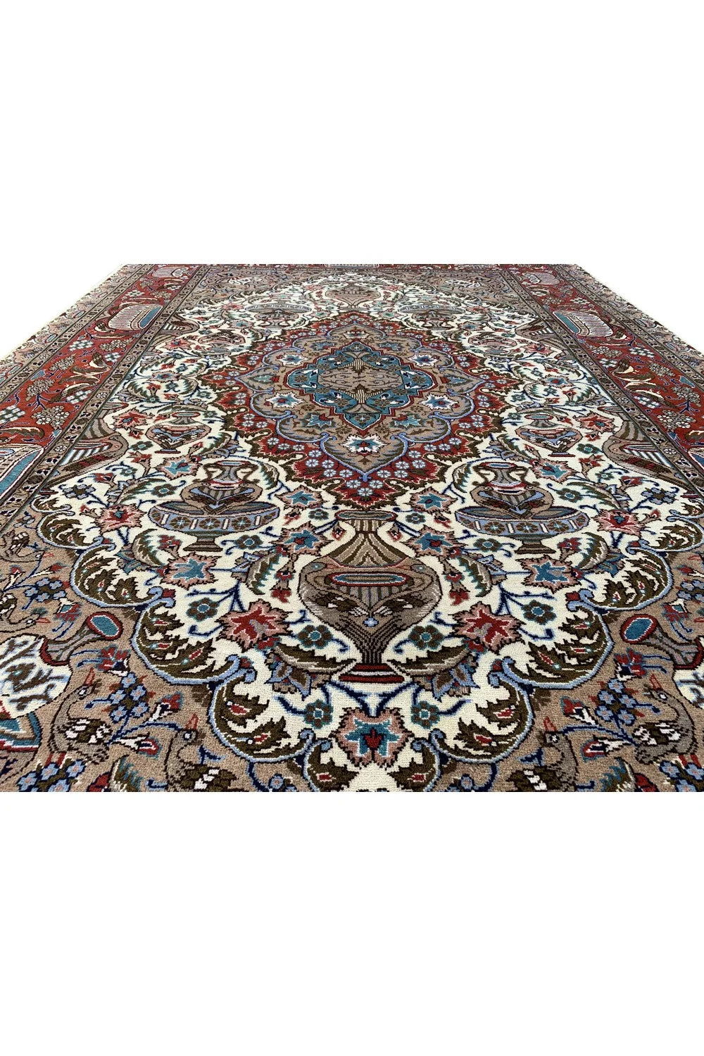 Authentic Hand Knotted Vintage Qashmour Wool Area Rug 9.10 x 6.5 Ft