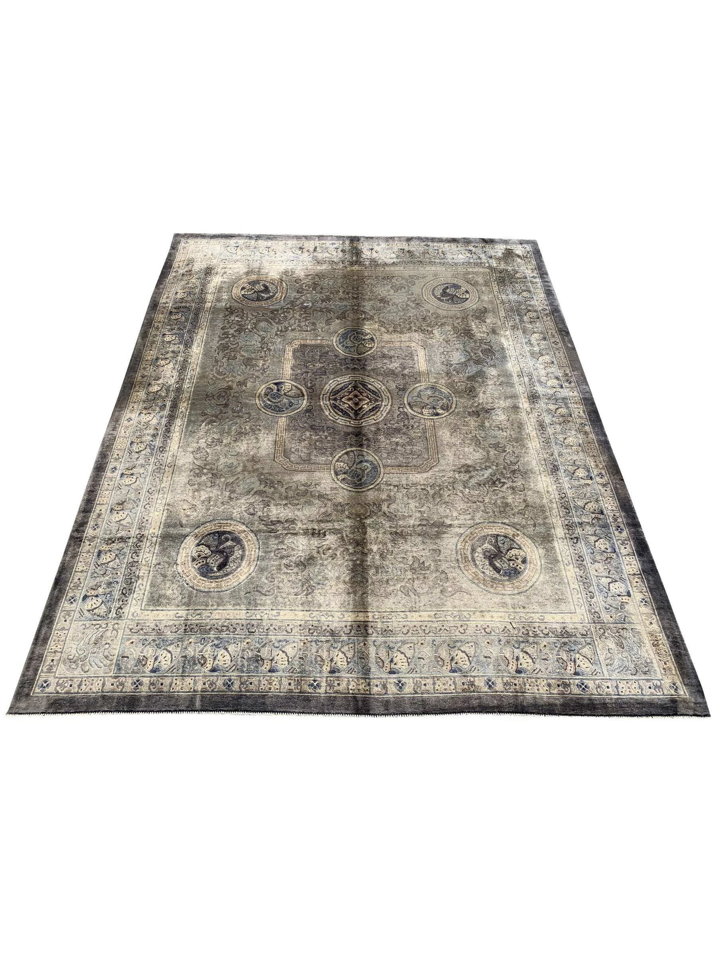 Amazing Hand Knotted Sino momlook Silk Area Rug 9.11 x 8.1 Ft