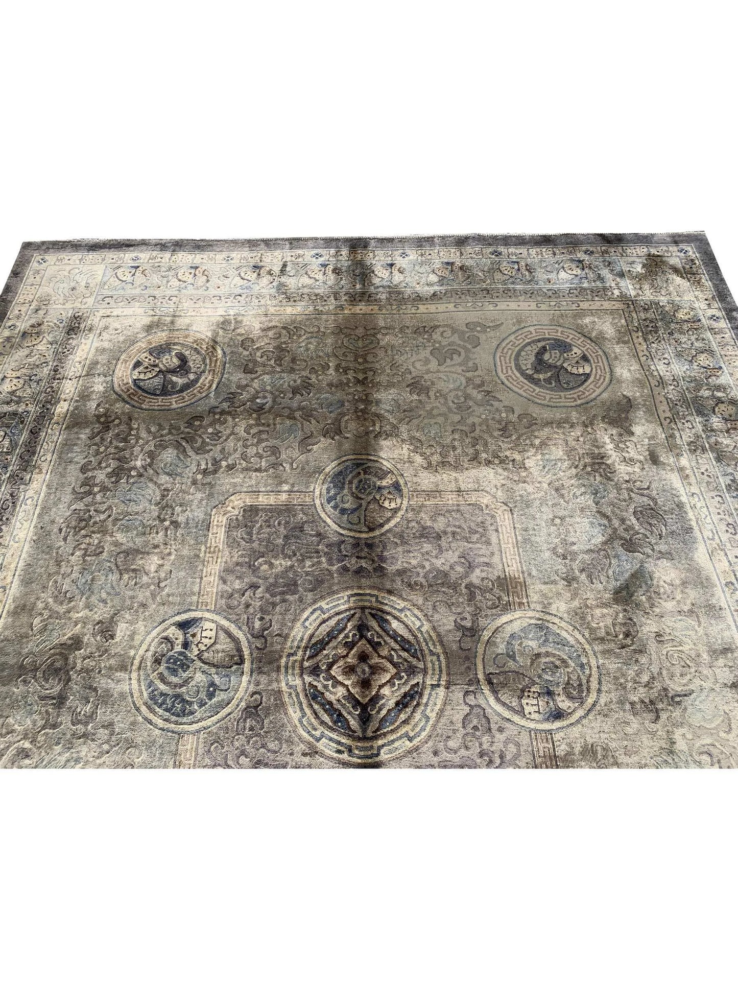 Amazing Hand Knotted Sino momlook Silk Area Rug 9.11 x 8.1 Ft