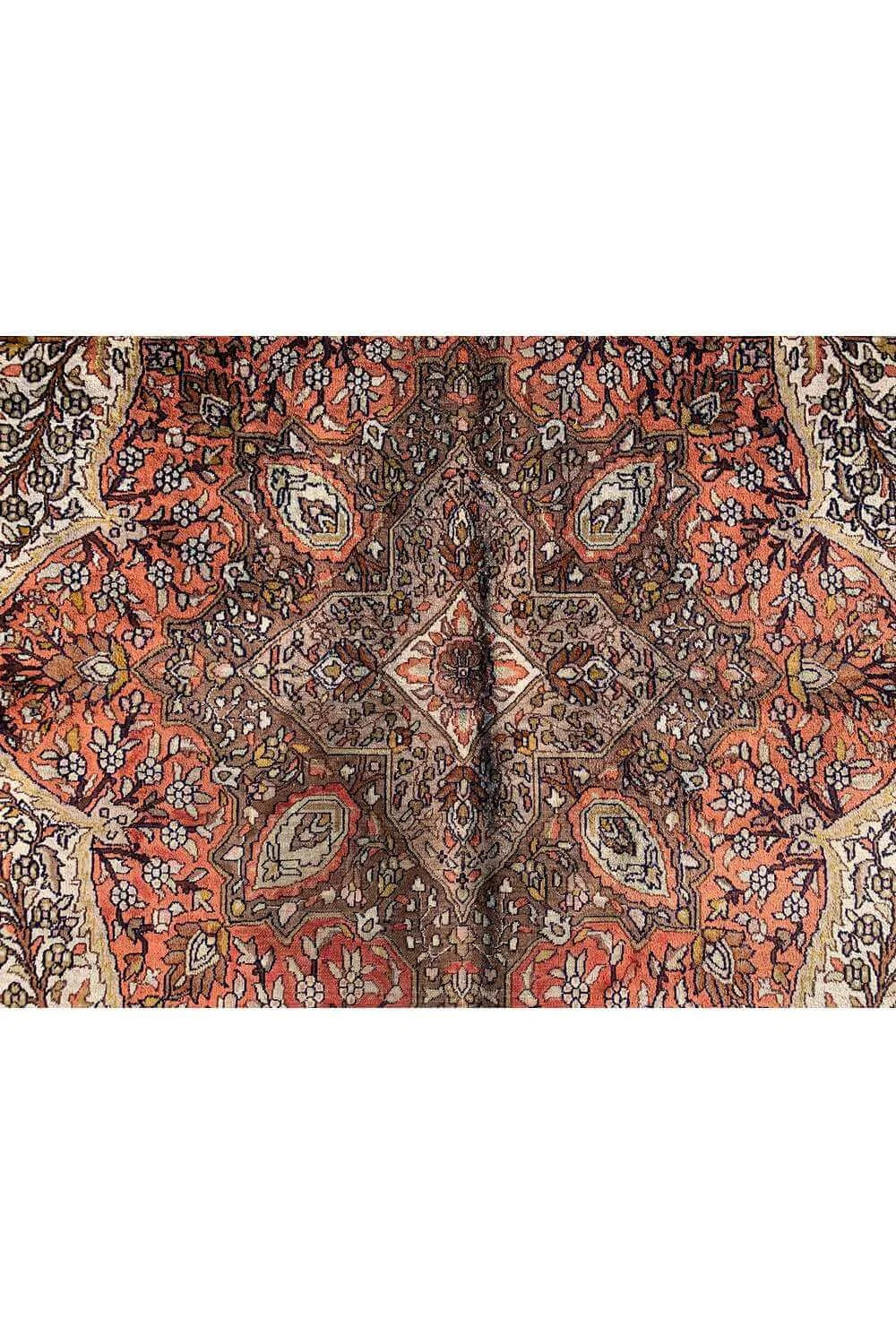 Amazing Hand Knotted Vintage Kashmiri Silk Area Rug 9.11 x 6.10 Ft
