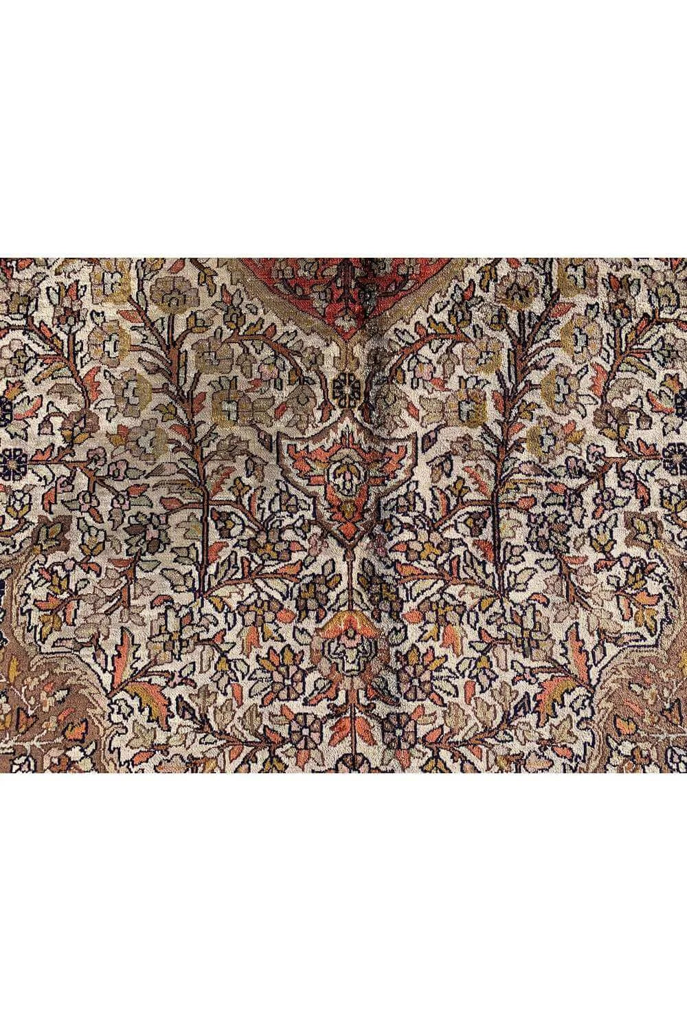 Amazing Hand Knotted Vintage Kashmiri Silk Area Rug 9.11 x 6.10 Ft