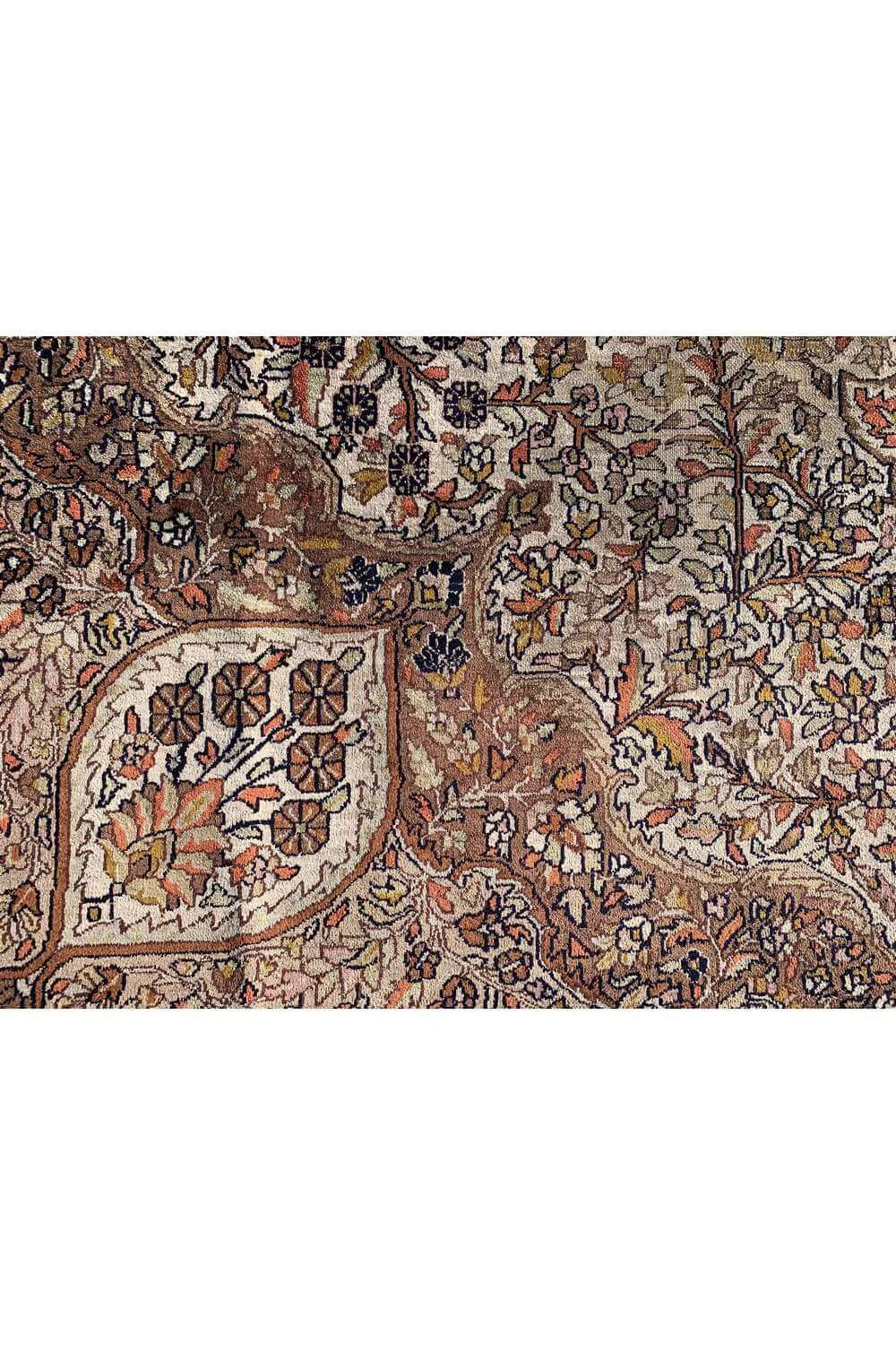 Amazing Hand Knotted Vintage Kashmiri Silk Area Rug 9.11 x 6.10 Ft