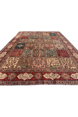 Authentic Hand Knotted Vintage Bakhtiyar Pictorial Wool Area Rug 11.11 x 9.0 Ft