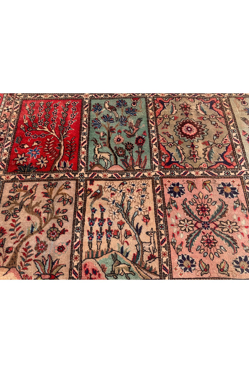 Authentic Hand Knotted Vintage Bakhtiyar Pictorial Wool Area Rug 11.11 x 9.0 Ft