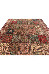 Authentic Hand Knotted Vintage Bakhtiyar Pictorial Wool Area Rug 11.11 x 9.0 Ft
