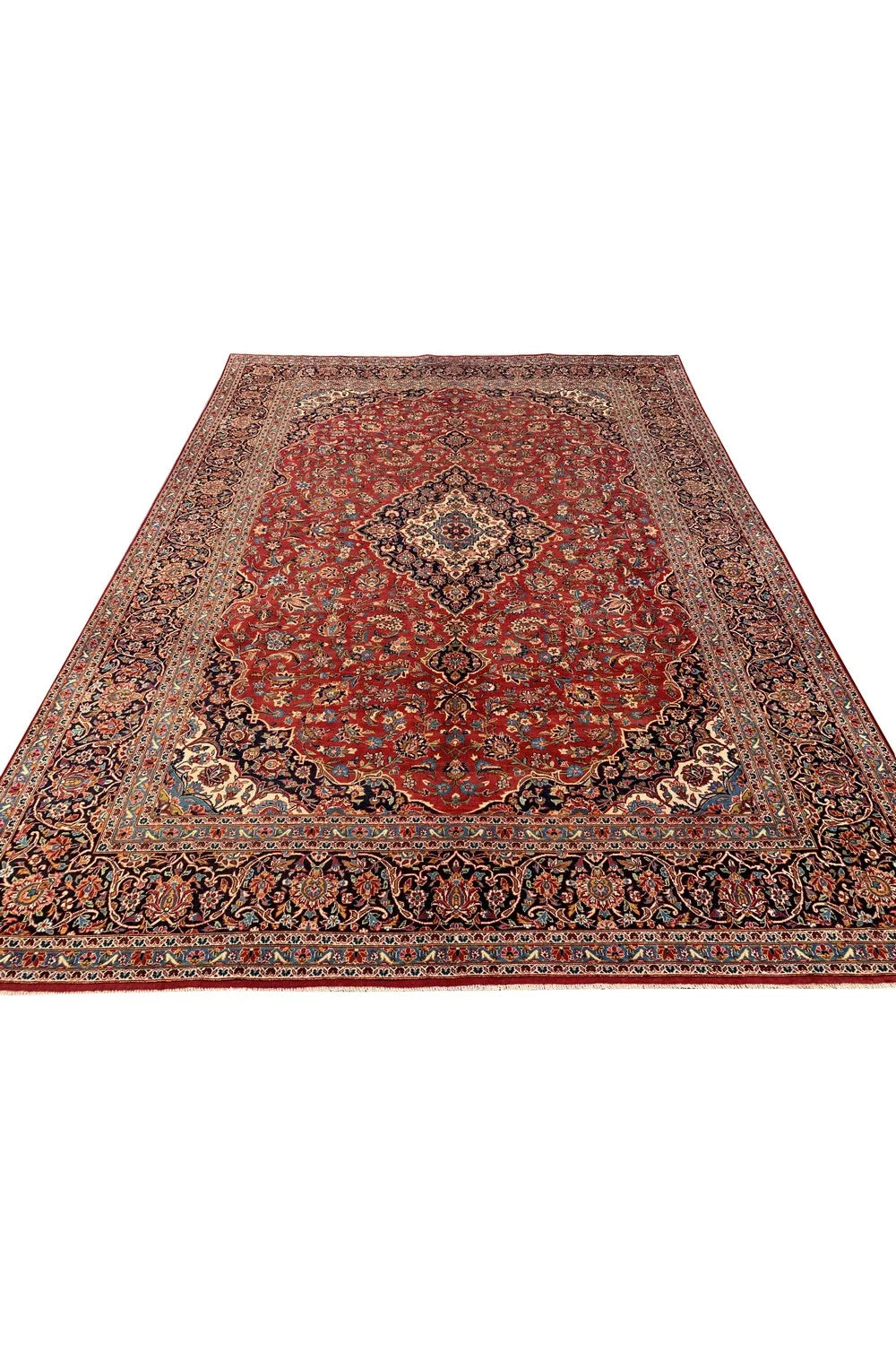 Amazing Hand Knotted Vintage Tribal Qashoun Wool Area Rug 14.6 x 10.6 Ft