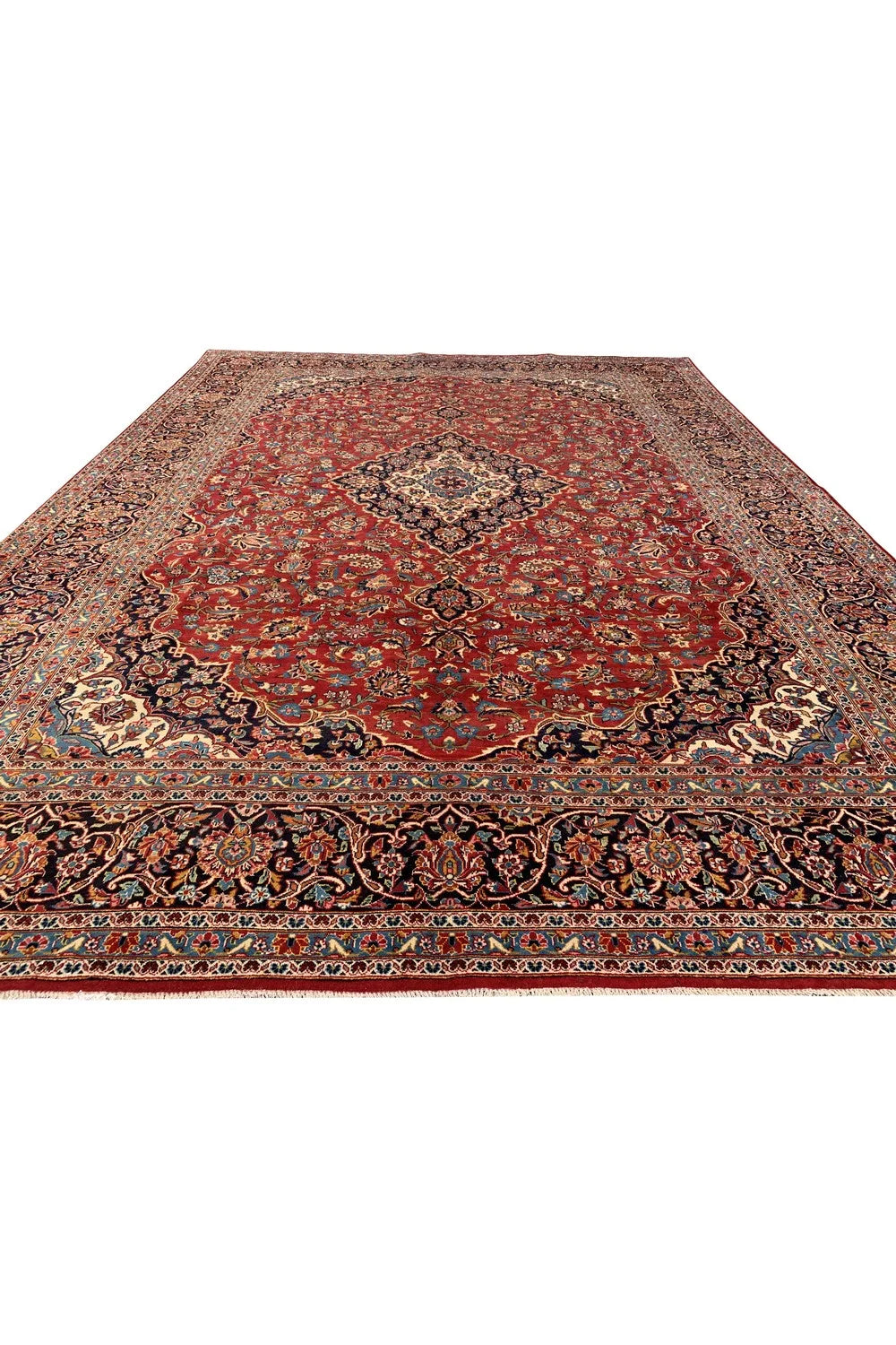 Amazing Hand Knotted Vintage Tribal Qashoun Wool Area Rug 14.6 x 10.6 Ft