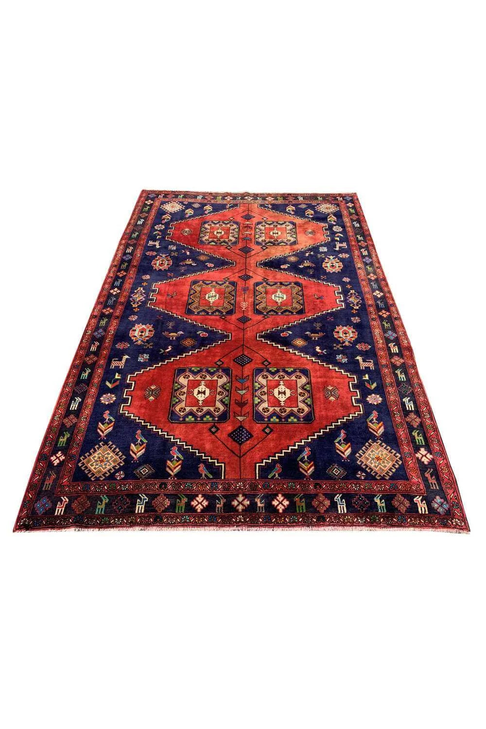 Amazing Hand Knotted Vintage Wiss Baghtiyaar Pictorial Wool Area Rug 9.11 x 6.11 Ft