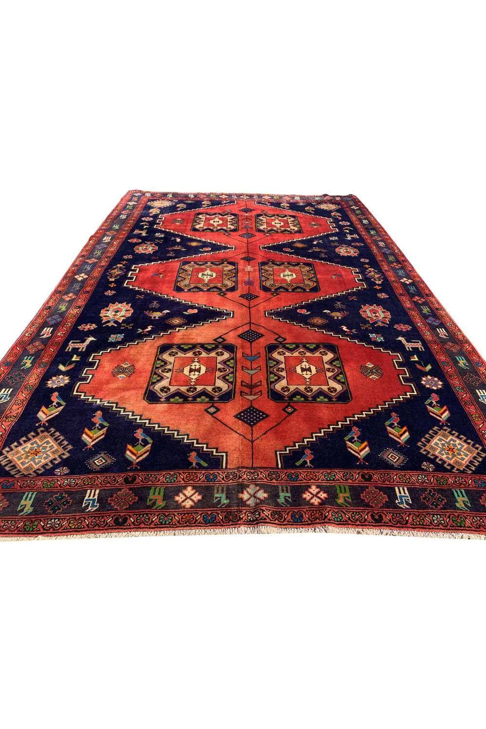 Amazing Hand Knotted Vintage Wiss Baghtiyaar Pictorial Wool Area Rug 9.11 x 6.11 Ft