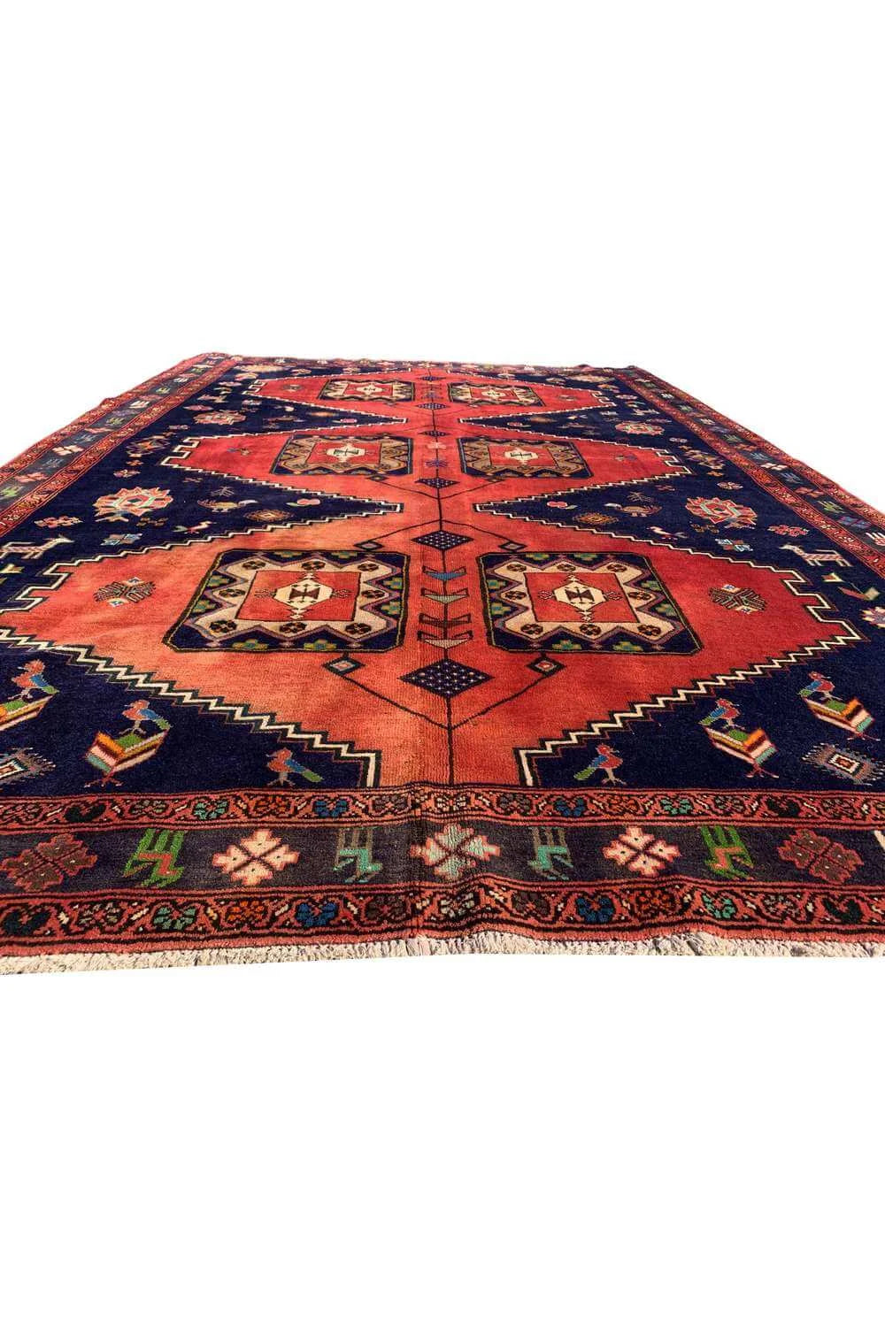 Amazing Hand Knotted Vintage Wiss Baghtiyaar Pictorial Wool Area Rug 9.11 x 6.11 Ft