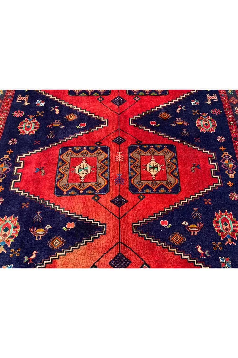 Amazing Hand Knotted Vintage Wiss Baghtiyaar Pictorial Wool Area Rug 9.11 x 6.11 Ft