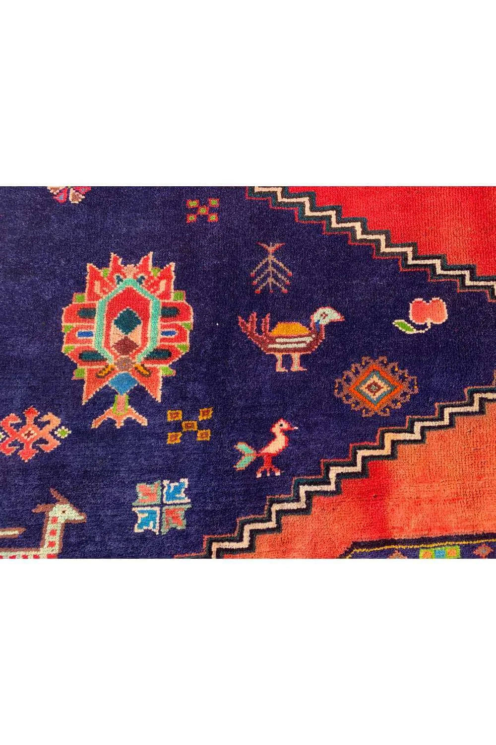 Amazing Hand Knotted Vintage Wiss Baghtiyaar Pictorial Wool Area Rug 9.11 x 6.11 Ft