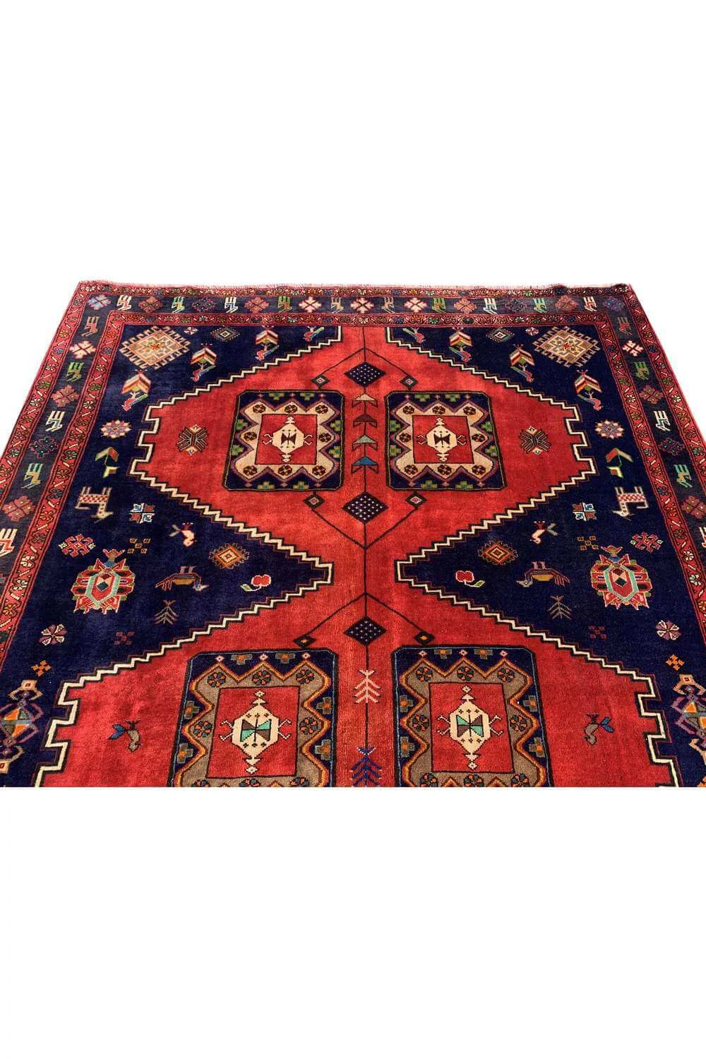 Amazing Hand Knotted Vintage Wiss Baghtiyaar Pictorial Wool Area Rug 9.11 x 6.11 Ft