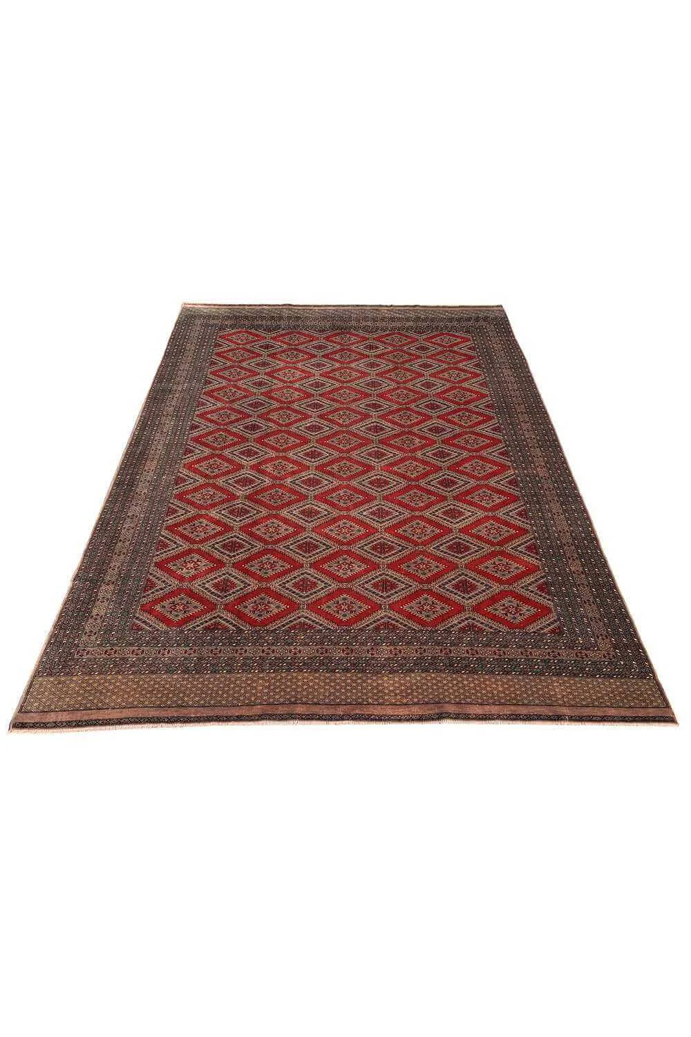 Amazing Hand Knotted Vintage Pakistani Bokhara Jhaldar Wool Area Rug 11.2 x 8.6 Ft