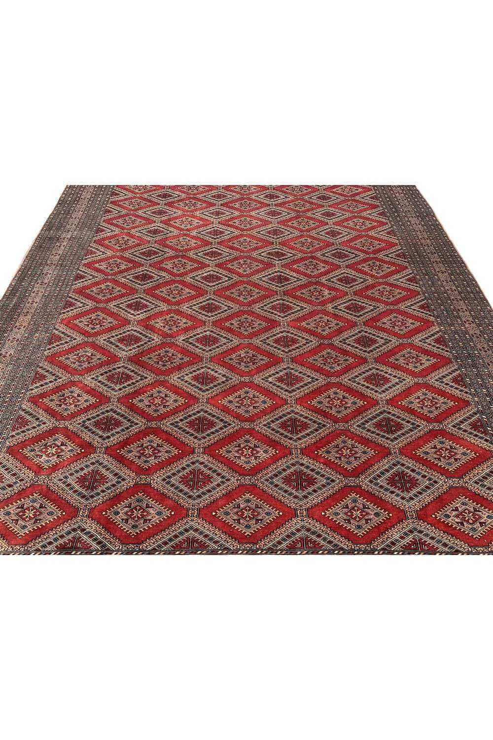Amazing Hand Knotted Vintage Pakistani Bokhara Jhaldar Wool Area Rug 11.2 x 8.6 Ft