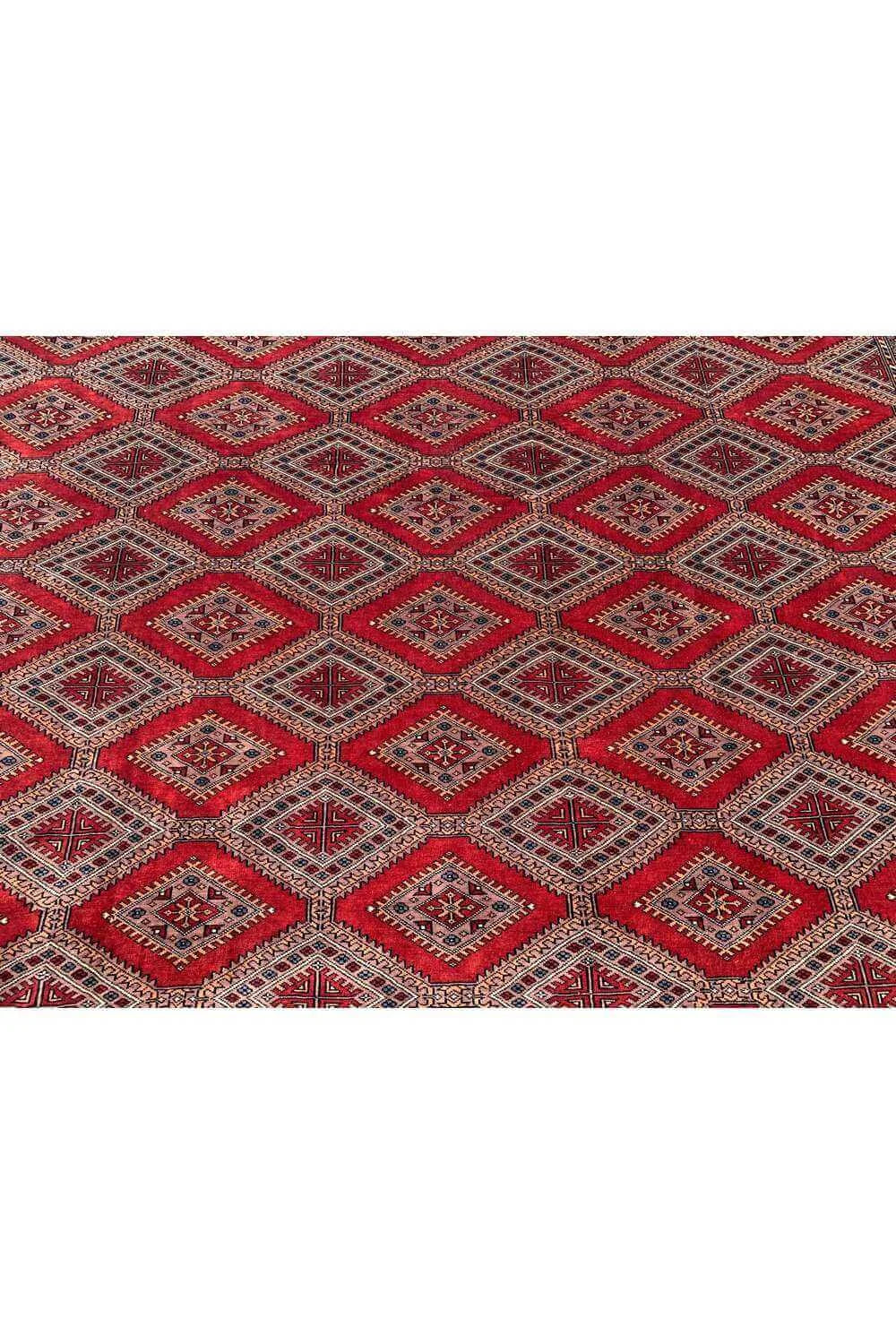 Amazing Hand Knotted Vintage Pakistani Bokhara Jhaldar Wool Area Rug 11.2 x 8.6 Ft