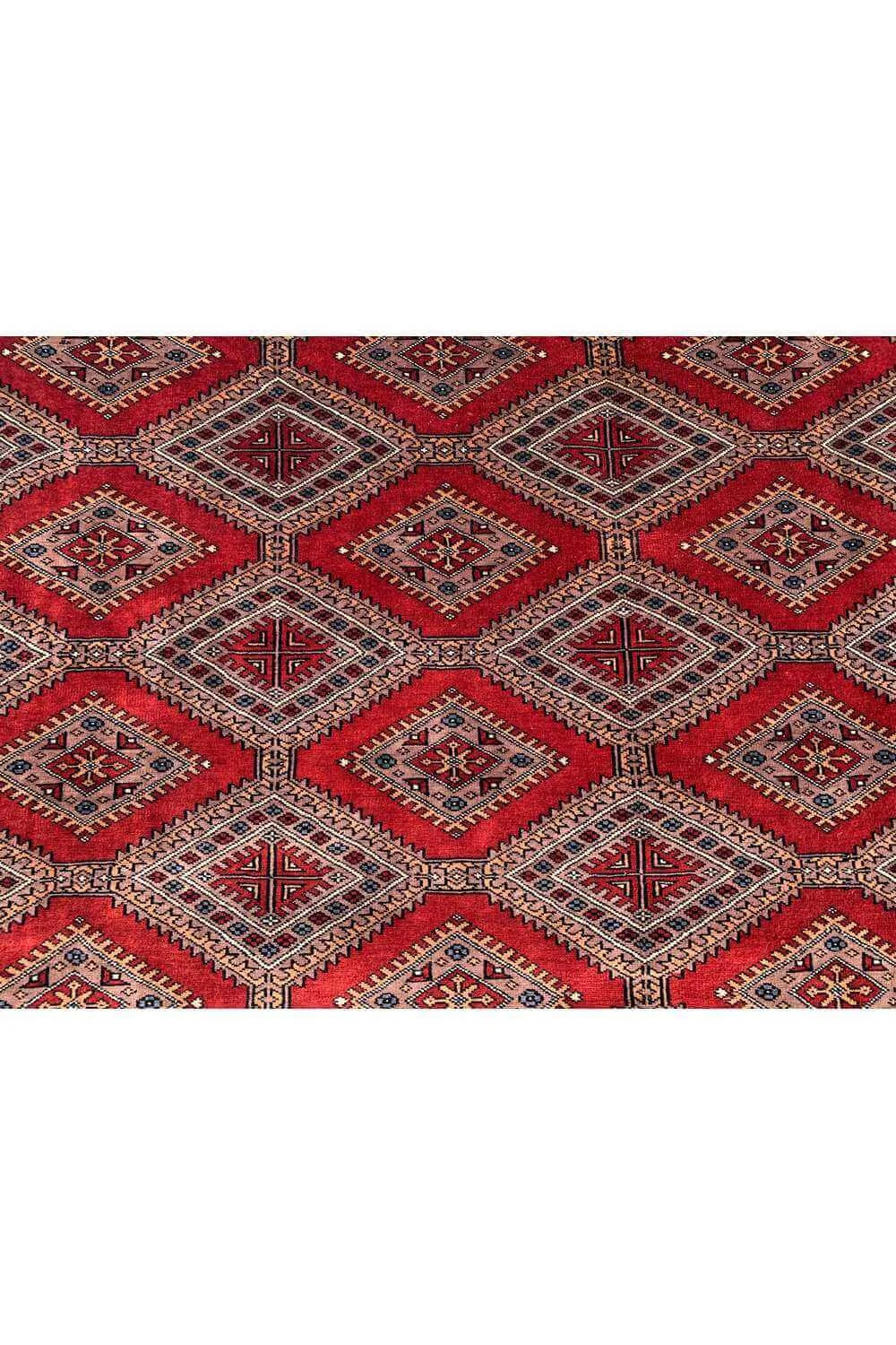 Amazing Hand Knotted Vintage Pakistani Bokhara Jhaldar Wool Area Rug 11.2 x 8.6 Ft