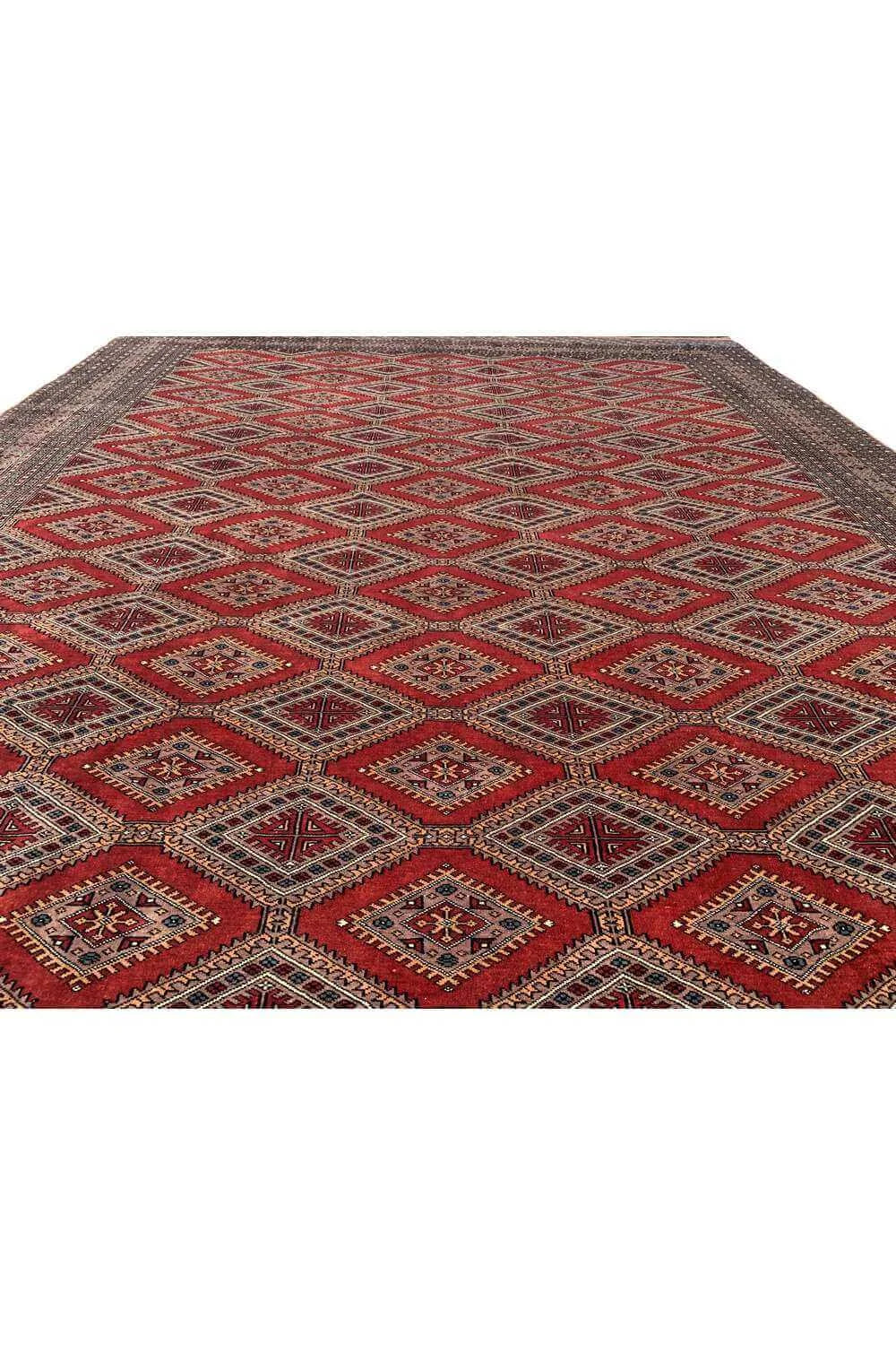 Amazing Hand Knotted Vintage Pakistani Bokhara Jhaldar Wool Area Rug 11.2 x 8.6 Ft