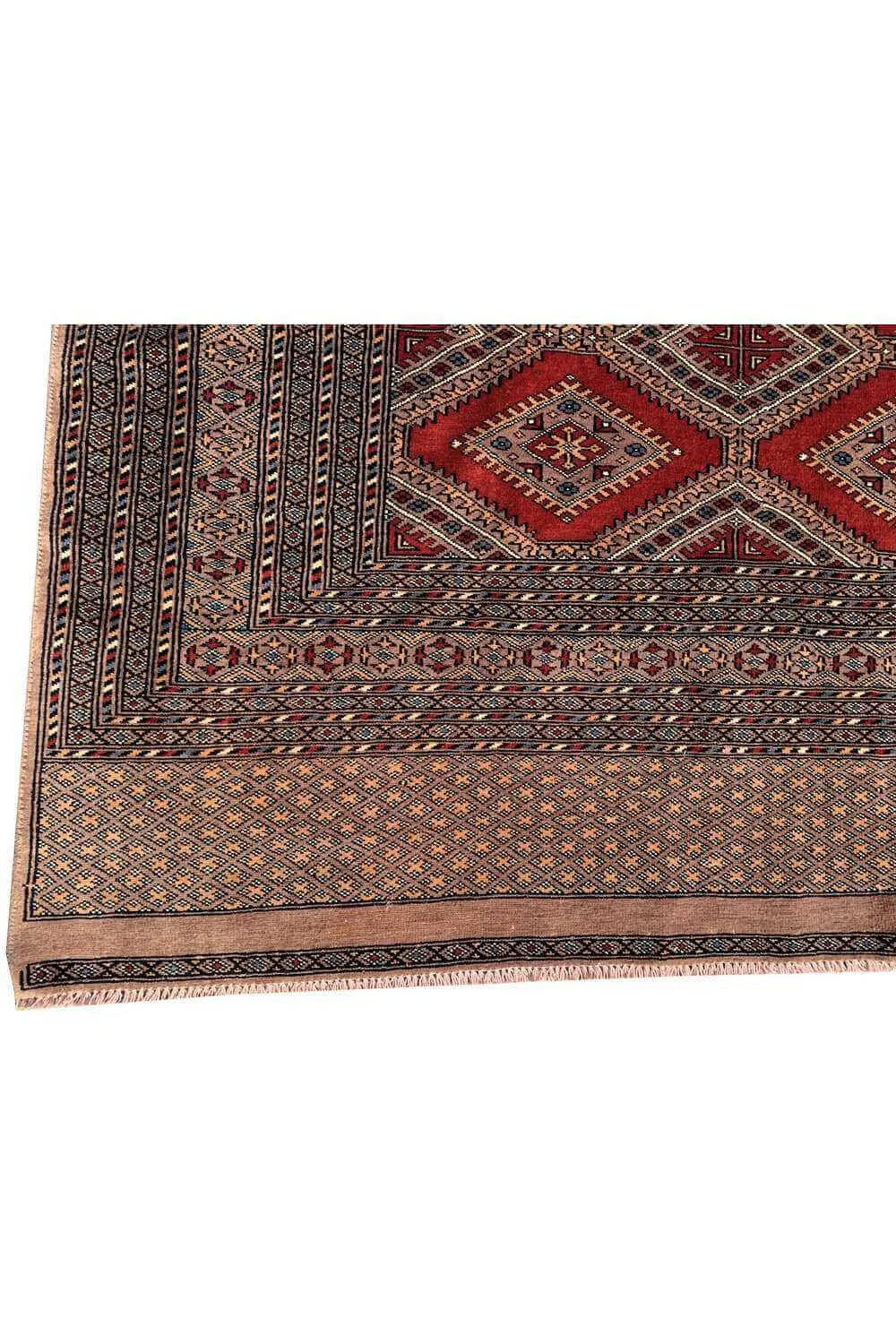Amazing Hand Knotted Vintage Pakistani Bokhara Jhaldar Wool Area Rug 11.2 x 8.6 Ft