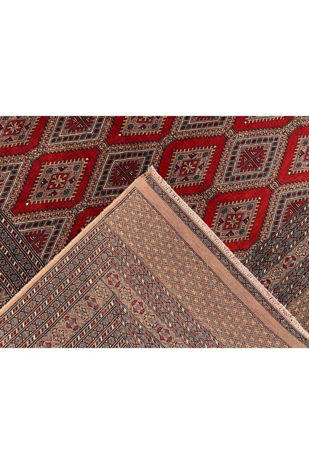 Amazing Hand Knotted Vintage Pakistani Bokhara Jhaldar Wool Area Rug 11.2 x 8.6 Ft