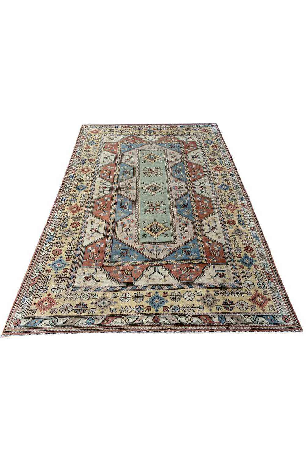 Amazing Hand Knotted Vintage Turkish Wool Area Rug 12.2 x 8.5 Ft