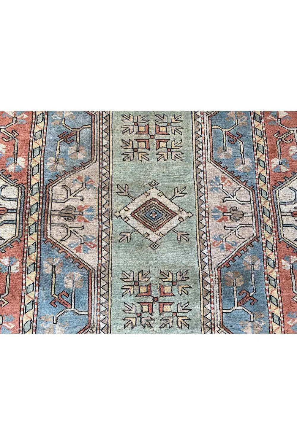 Amazing Hand Knotted Vintage Turkish Wool Area Rug 12.2 x 8.5 Ft