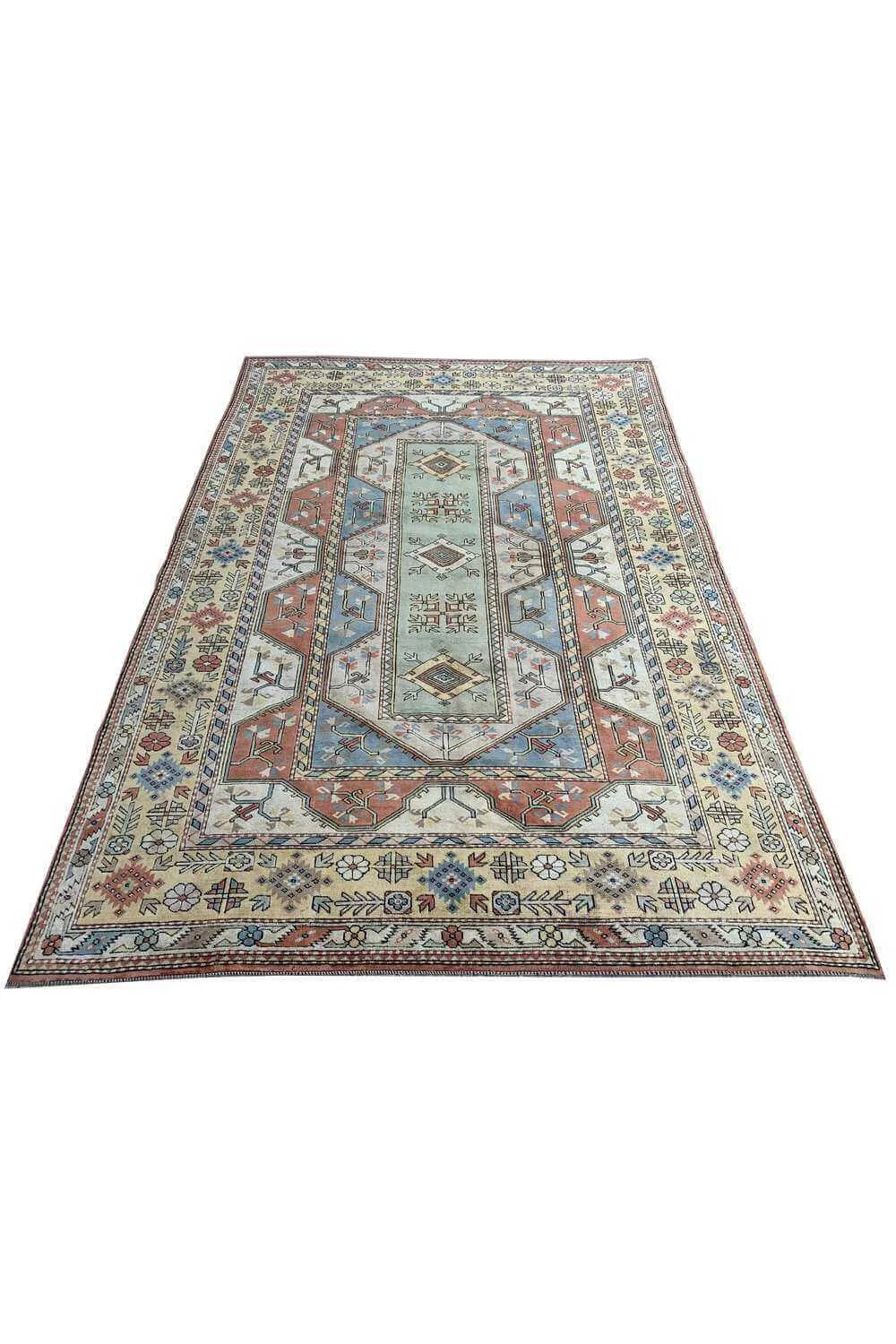 Amazing Hand Knotted Vintage Turkish Wool Area Rug 12.2 x 8.5 Ft