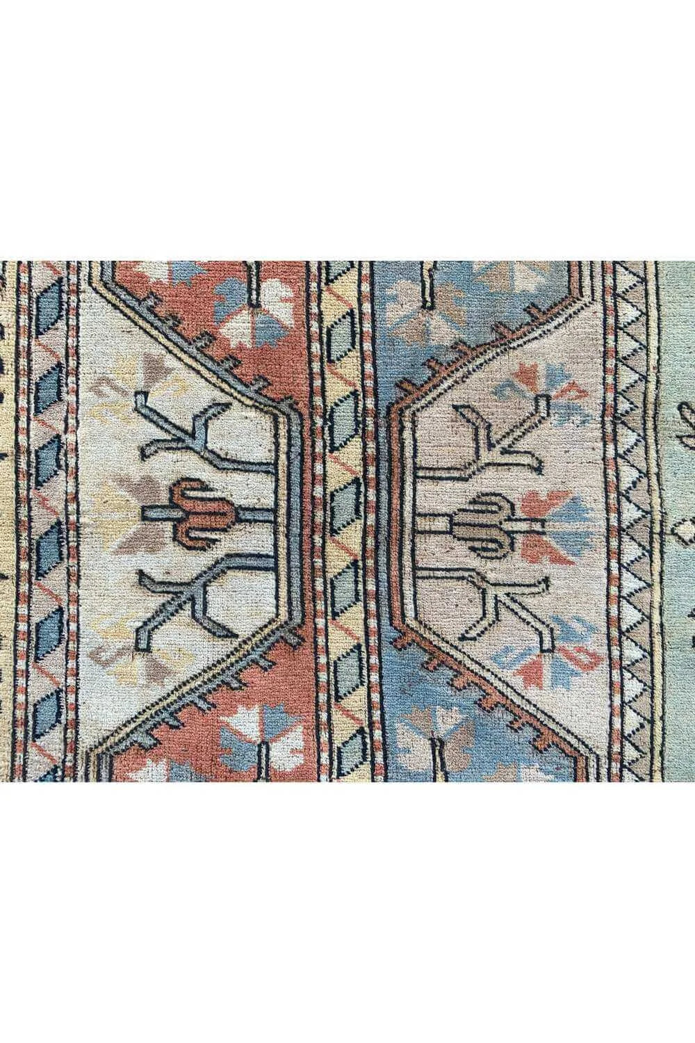 Amazing Hand Knotted Vintage Turkish Wool Area Rug 12.2 x 8.5 Ft