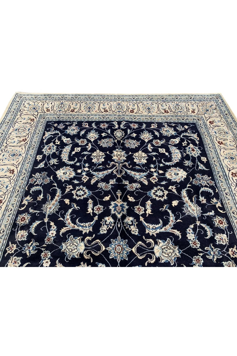 Amazing Hand Knotted Vintage Naeen Wool Area Rug 11.1 x 7.11 Ft