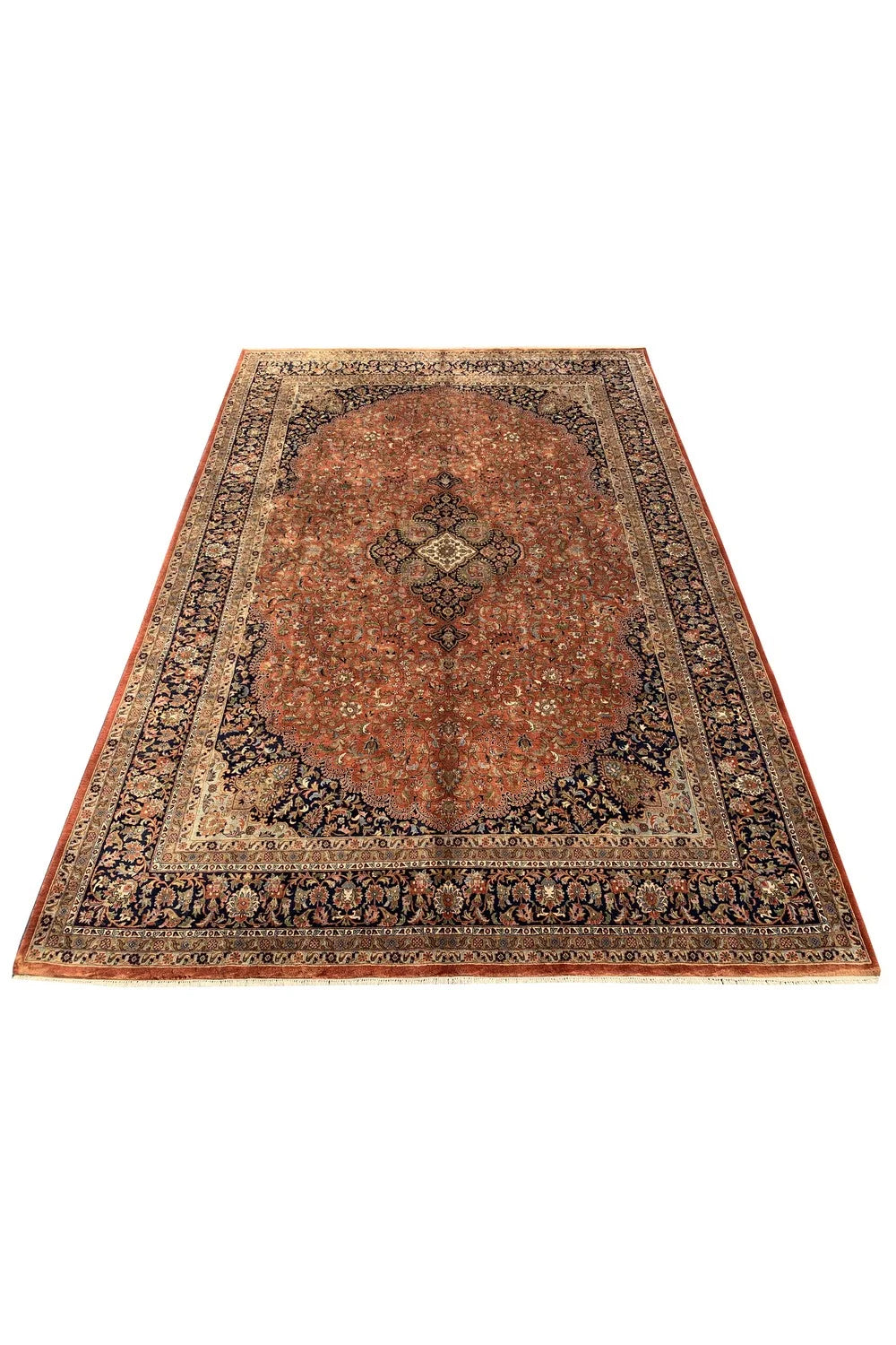 Amazing Hand Knotted Vintage Qashoun Wool Area Rug 11.9 x 8.2 Ft