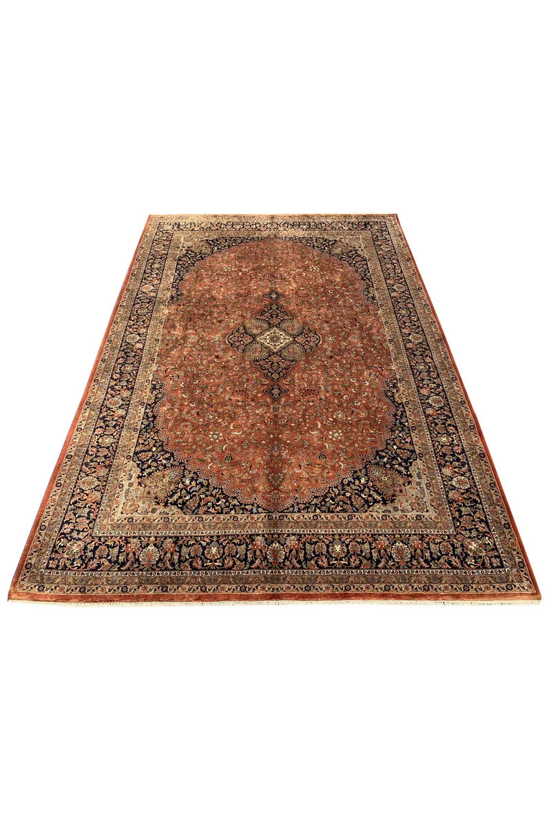Amazing Hand Knotted Vintage Qashoun Wool Area Rug 11.9 x 8.2 Ft
