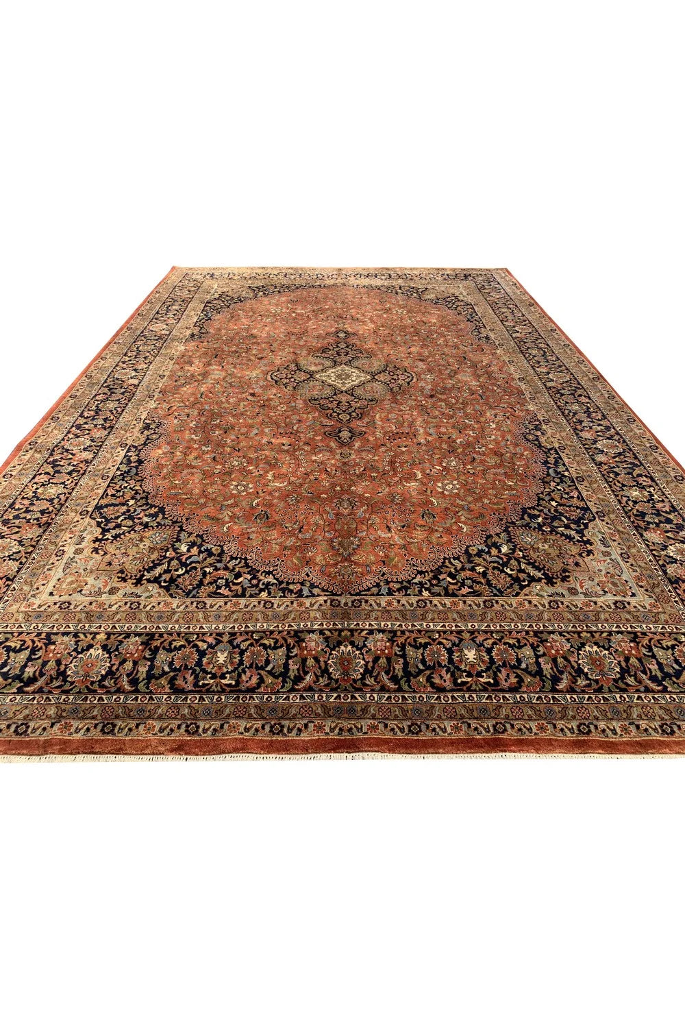 Amazing Hand Knotted Vintage Qashoun Wool Area Rug 11.9 x 8.2 Ft