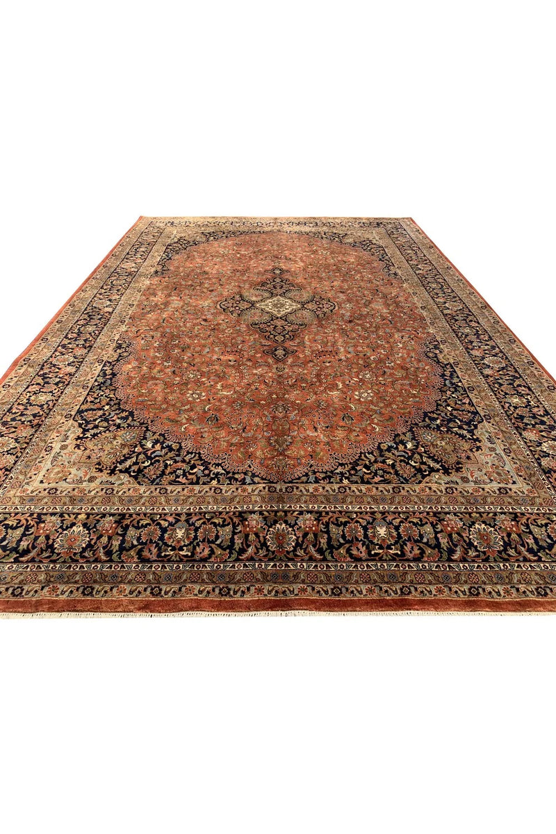 Amazing Hand Knotted Vintage Qashoun Wool Area Rug 11.9 x 8.2 Ft