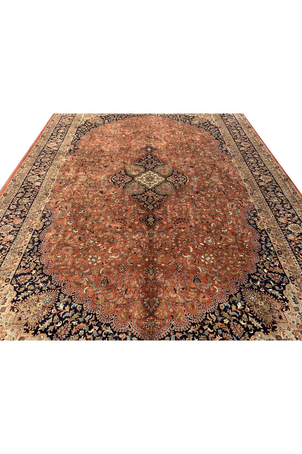 Amazing Hand Knotted Vintage Qashoun Wool Area Rug 11.9 x 8.2 Ft