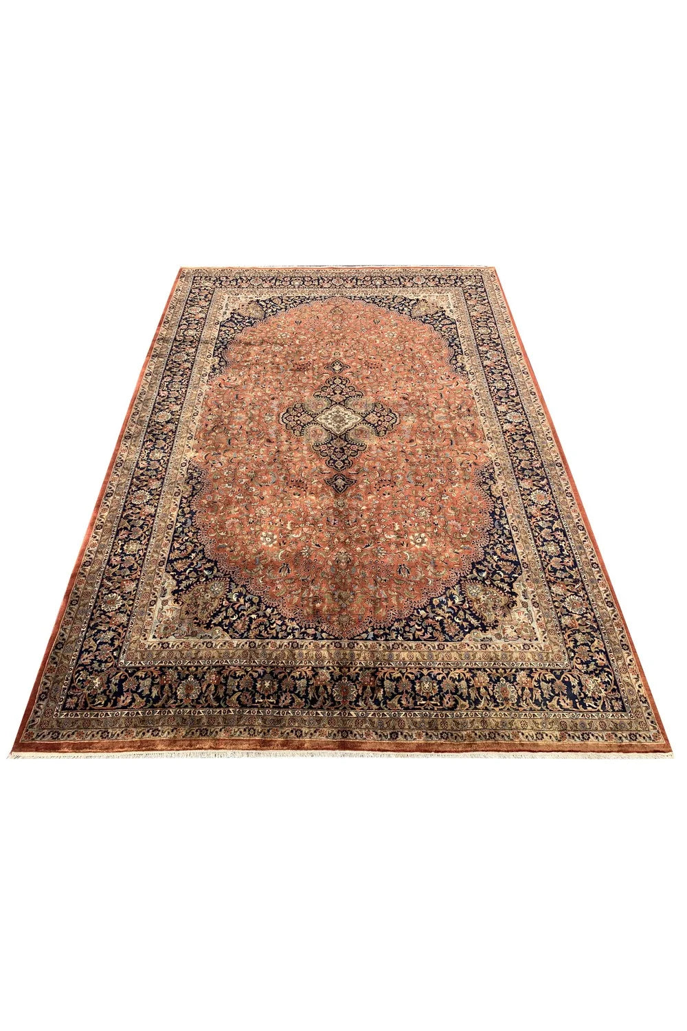 Amazing Hand Knotted Vintage Qashoun Wool Area Rug 11.9 x 8.2 Ft