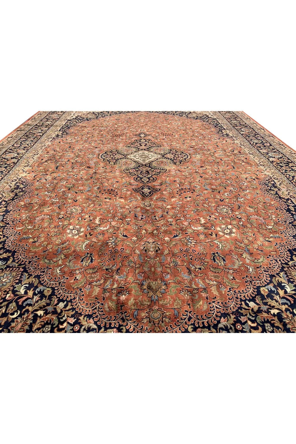 Amazing Hand Knotted Vintage Qashoun Wool Area Rug 11.9 x 8.2 Ft